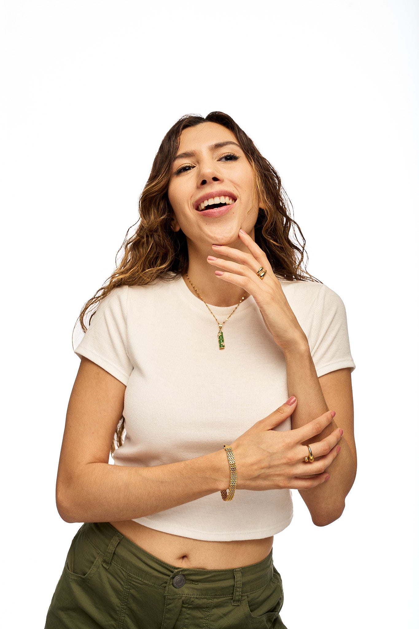 Gold Wrapped Jade Necklace