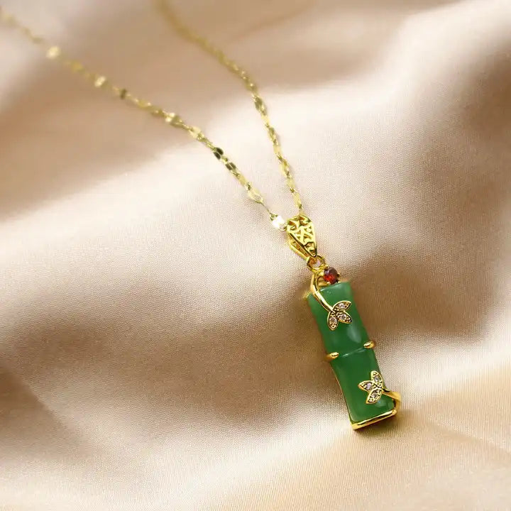 Gold Wrapped Jade Necklace