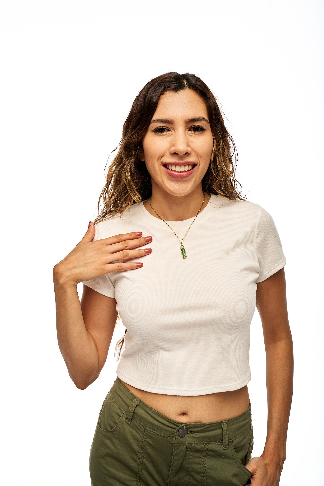 Gold Wrapped Jade Necklace